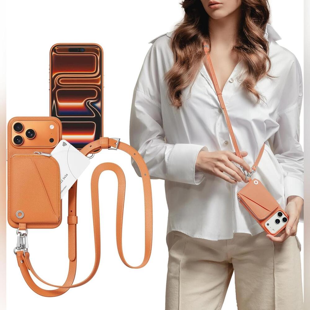 MAGEASY Compatible with iPhone 17 Pro Max 6.9" Wallet Case with Crossbody Strap